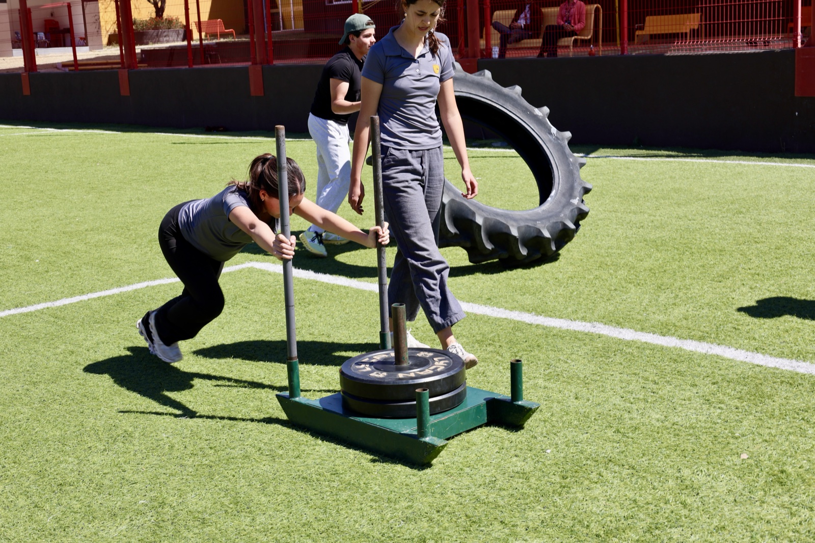 HIT fitness training — sled push