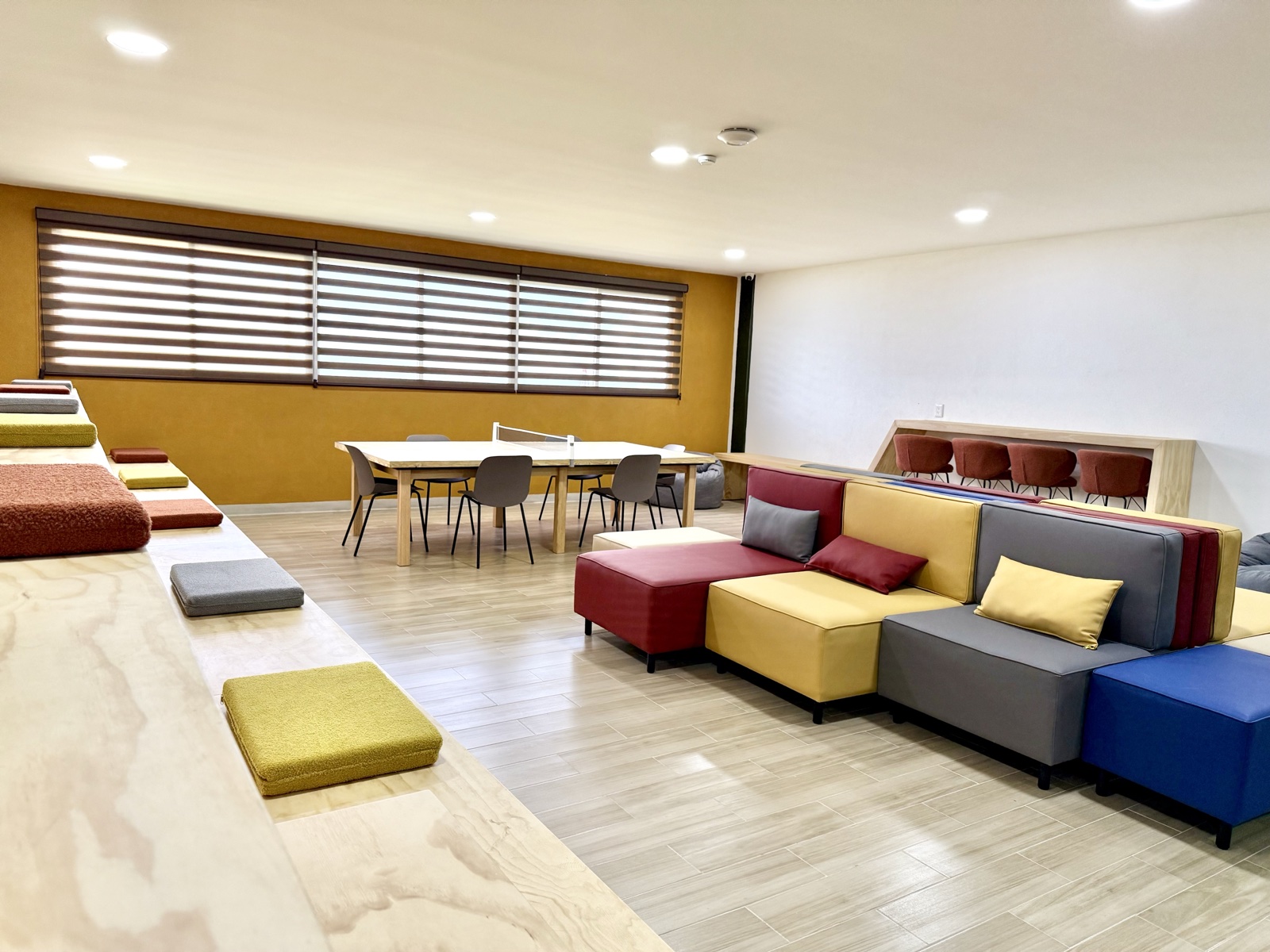 Student common area with lounge seating